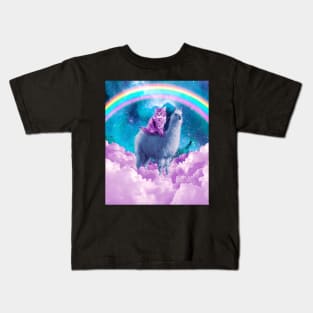 Rainbow Llama - Cat Llama Kids T-Shirt